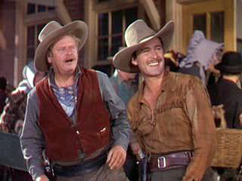 Alan Hale Sr. and Errol Flynn in Dodge City 1939